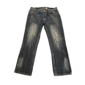 Bleecker & Mercer Jeans Sport Moto Blue Denim Mens 38x32